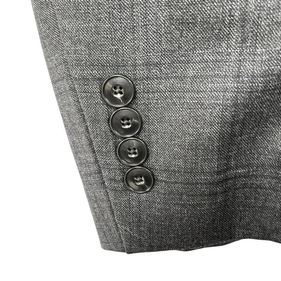 Jos A Bank 1905 46R Blazer brrr comfort Gray Plaid Wool Blend Tailored Fit - Picture 4 of 8